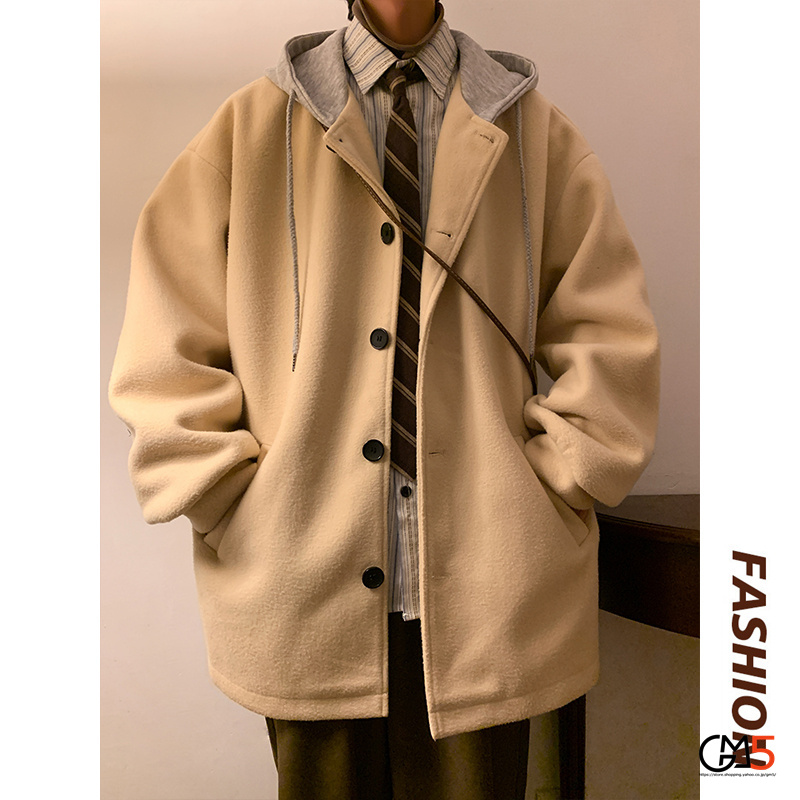 異素材 コート ジャケット Pコート メンズ レディース ジャケット 通勤 アウター 新作 秋服 ニットフード付き 通学 冬服 