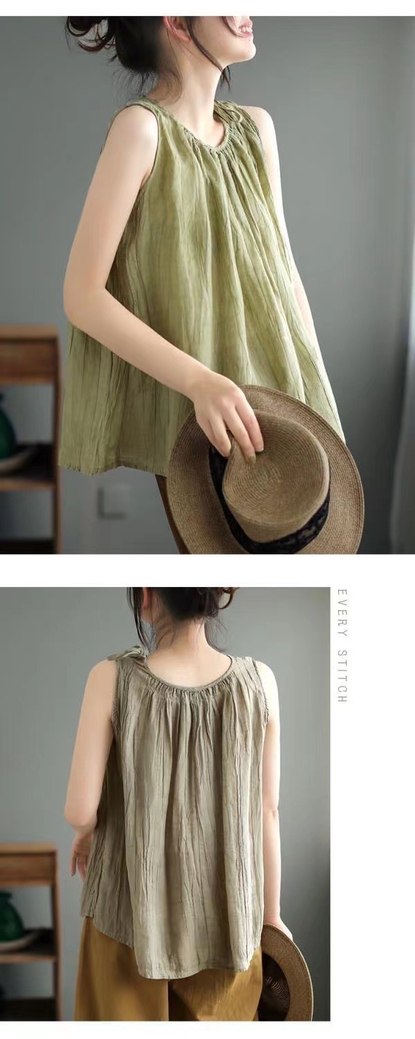 タンクトップ レディース コットン ノースリーブ 無地 トップス 薄手 体型カバー ゆったり 薄手 インナー 大きいサイズ カジュアル お洒 森ガール 