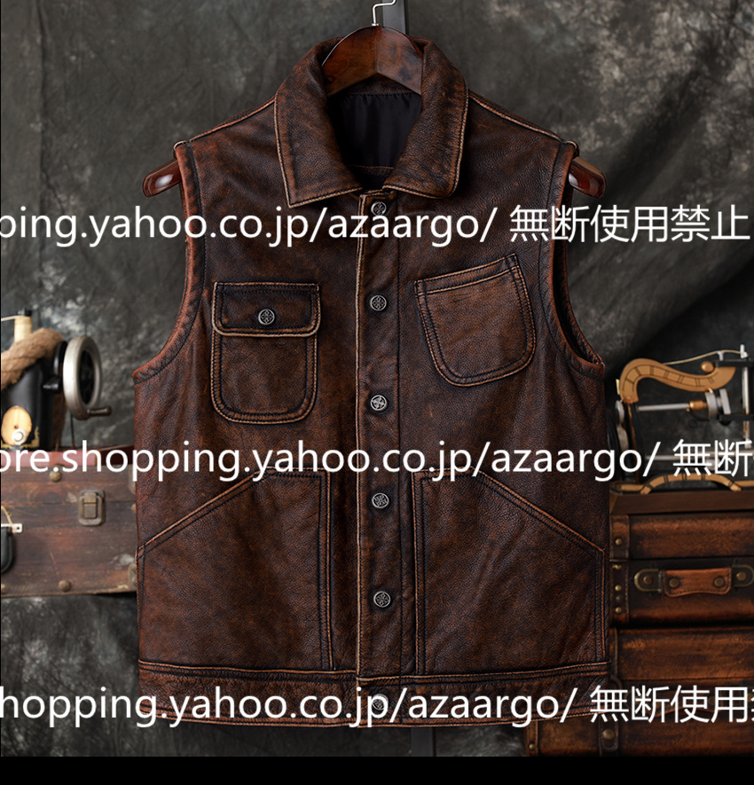 レザーベスト メンズ ラムレザー ベスト 牛革 高級レザー チョッキ バイク用ベスト フォーマル 通勤 ジレベスト 大きいサイズ カジュアル 