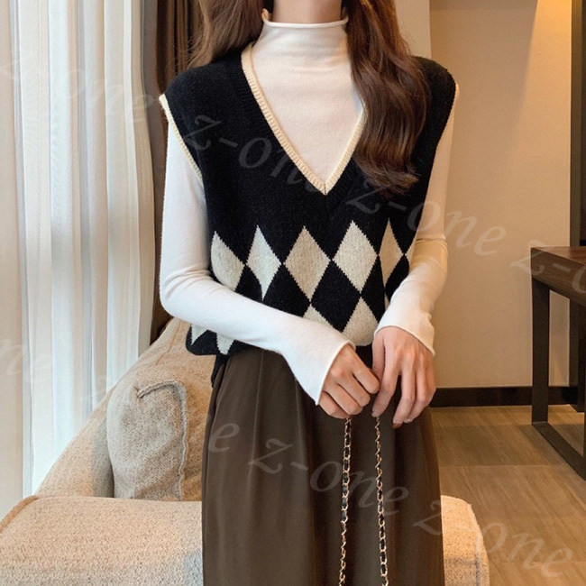 ベスト ニット プルオーバー レディース 新作 Vネック 学生 通学 秋冬 保温 春 柔らかい アウター レイヤード 体型カバー 通勤 セーター 大人 ゆったり 可愛い 