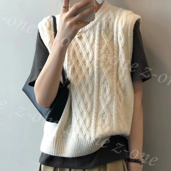 ベスト ニット プルオーバー レディース 新作 レイヤード 春 柔らかい 秋冬 通勤 大人 通学 ケーブル編み ゆったり 保温 Vネック 学生 体型カバー 可愛い 