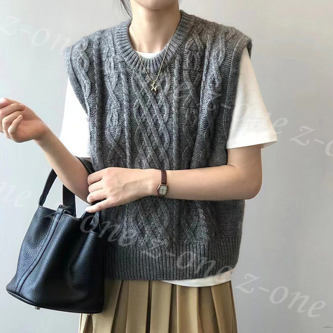 ベスト ニット プルオーバー レディース 新作 レイヤード 春 柔らかい 秋冬 通勤 大人 通学 ケーブル編み ゆったり 保温 Vネック 学生 体型カバー 可愛い 