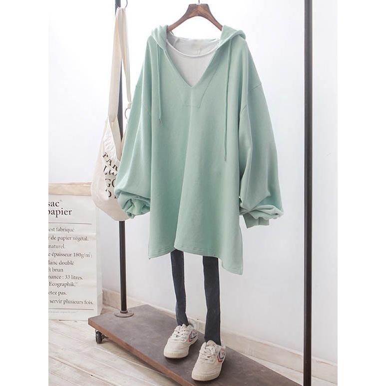 フード付き Vネック ゆったり シンプル カジュアル レディース トップス 