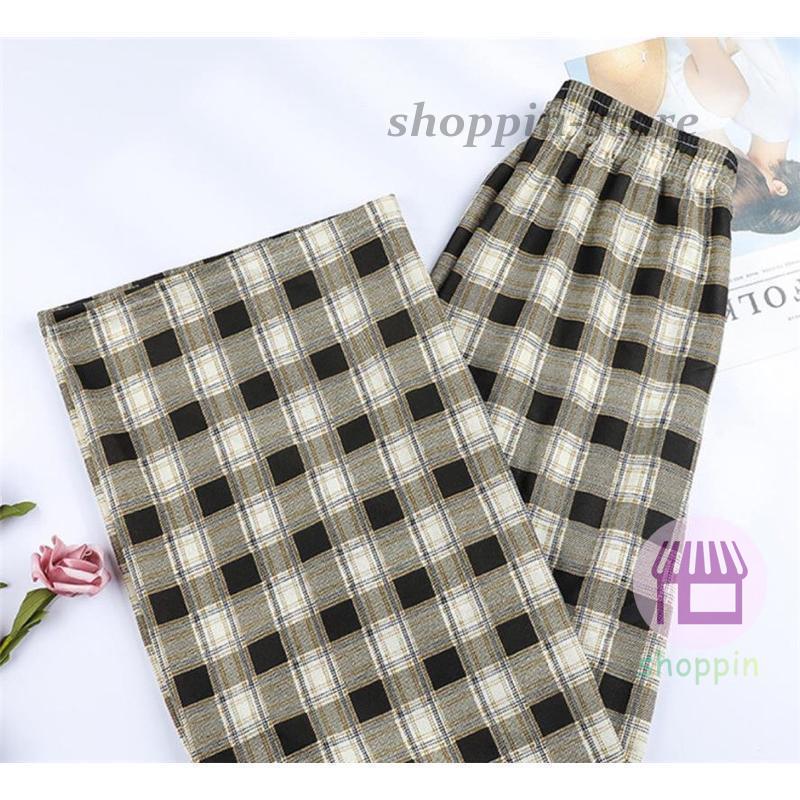 ワイドパンツ レディース ガウチョパンツ ハイウエスト チェック柄 イージーパンツ カジュアル 長ズボン ウエストゴム 薄手 ゆったり 春夏 