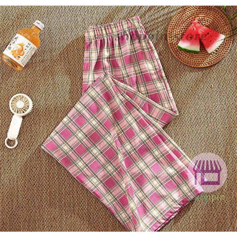 ワイドパンツ レディース ガウチョパンツ ハイウエスト チェック柄 イージーパンツ カジュアル 長ズボン ウエストゴム 薄手 ゆったり 春夏 