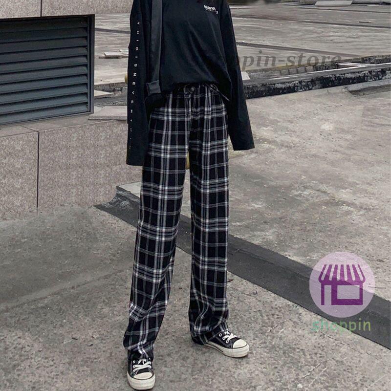 ワイドパンツ レディース ガウチョパンツ ハイウエスト チェック柄 イージーパンツ カジュアル 長ズボン ウエストゴム 薄手 ゆったり 春夏 