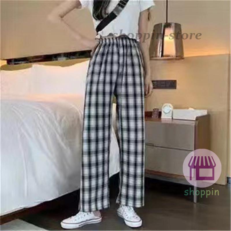 ワイドパンツ レディース ガウチョパンツ ハイウエスト チェック柄 イージーパンツ カジュアル 長ズボン ウエストゴム 薄手 ゆったり 春夏 