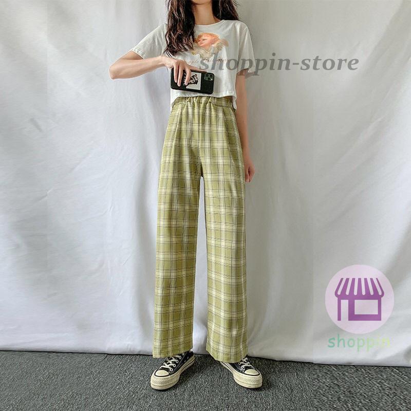 ワイドパンツ レディース ガウチョパンツ ハイウエスト チェック柄 イージーパンツ カジュアル 長ズボン ウエストゴム 薄手 ゆったり 春夏 