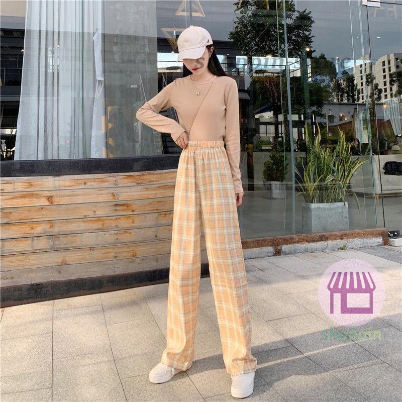 ワイドパンツ レディース ガウチョパンツ ハイウエスト チェック柄 イージーパンツ カジュアル 長ズボン ウエストゴム 薄手 ゆったり 春夏 
