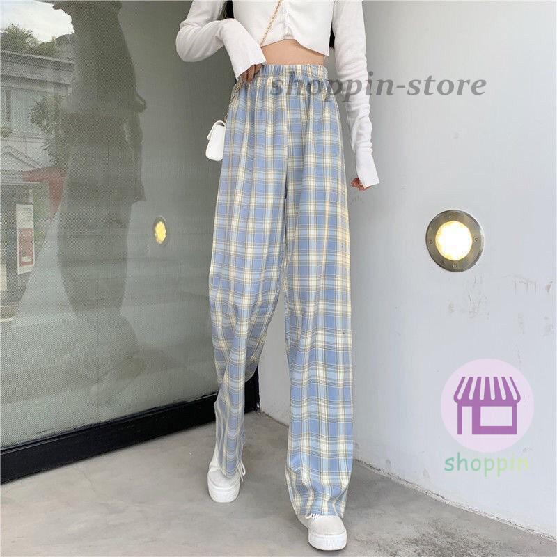 ワイドパンツ レディース ガウチョパンツ ハイウエスト チェック柄 イージーパンツ カジュアル 長ズボン ウエストゴム 薄手 ゆったり 春夏 