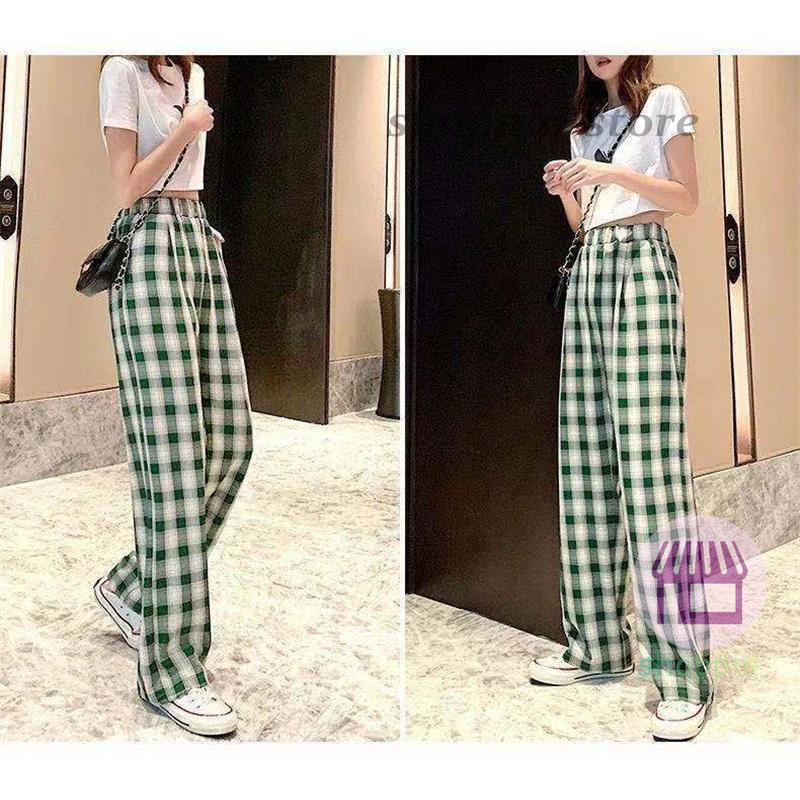 ワイドパンツ レディース ガウチョパンツ ハイウエスト チェック柄 イージーパンツ カジュアル 長ズボン ウエストゴム 薄手 ゆったり 春夏 
