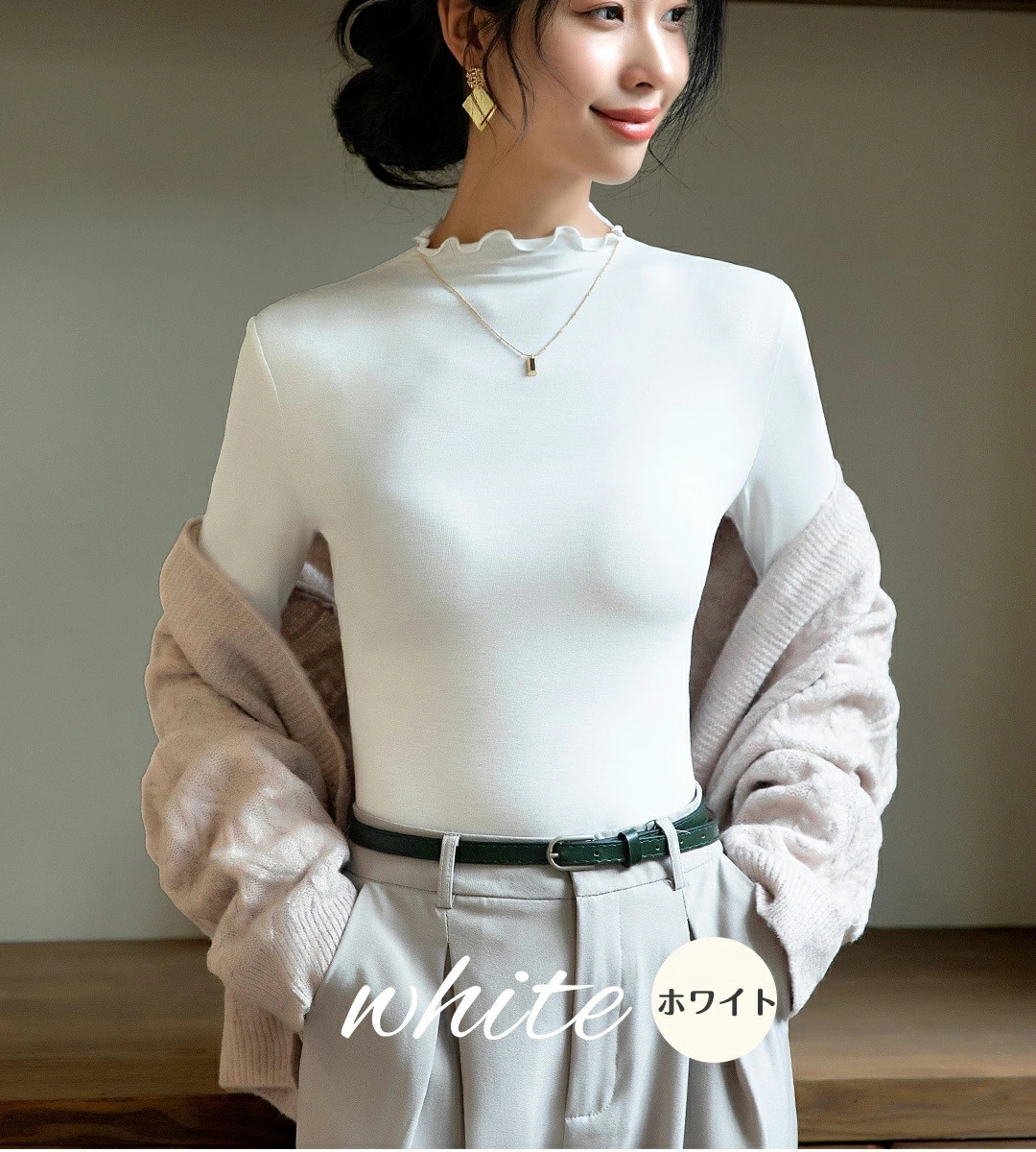 カットソー レディース 長袖 トップス ストレッチ インナー 柔らかい 通勤 冬 長袖Tシャツ シンプル トップス 春 着痩せ M 母 無地 ハイネック L 2L ママ 秋 