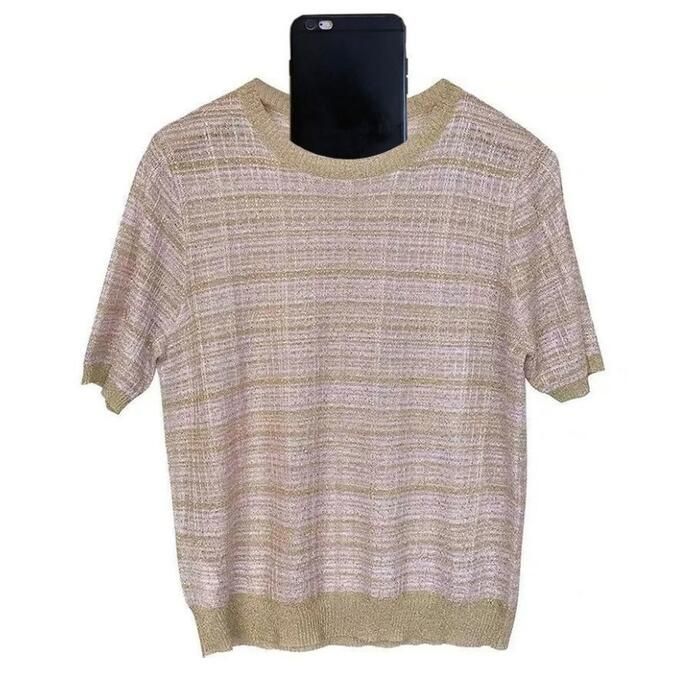 トップス ニット チェック カットソー シルク混 レディース 大人 ナチュラル エレきれいめ フェミニン 可愛い クルーネック おしゃれ カジュアル 半袖 