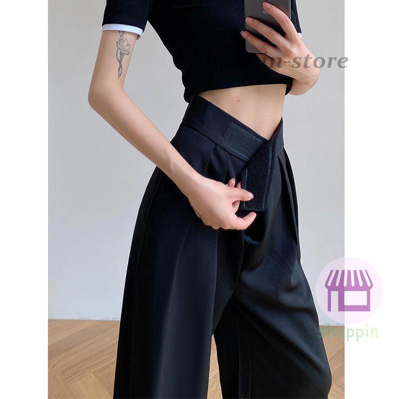 ワイドパンツ レディース ガウチョパンツ ロング スラックス ストレートパンツ 春夏 通勤 着痩 ハイウエスト マジックテープ 美脚 スリム ゆったり 