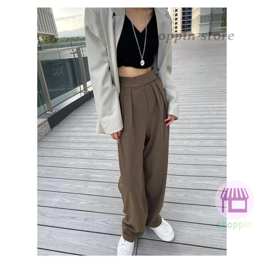 ワイドパンツ レディース ガウチョパンツ ロング スラックス ストレートパンツ 春夏 通勤 着痩 ハイウエスト マジックテープ 美脚 スリム ゆったり 