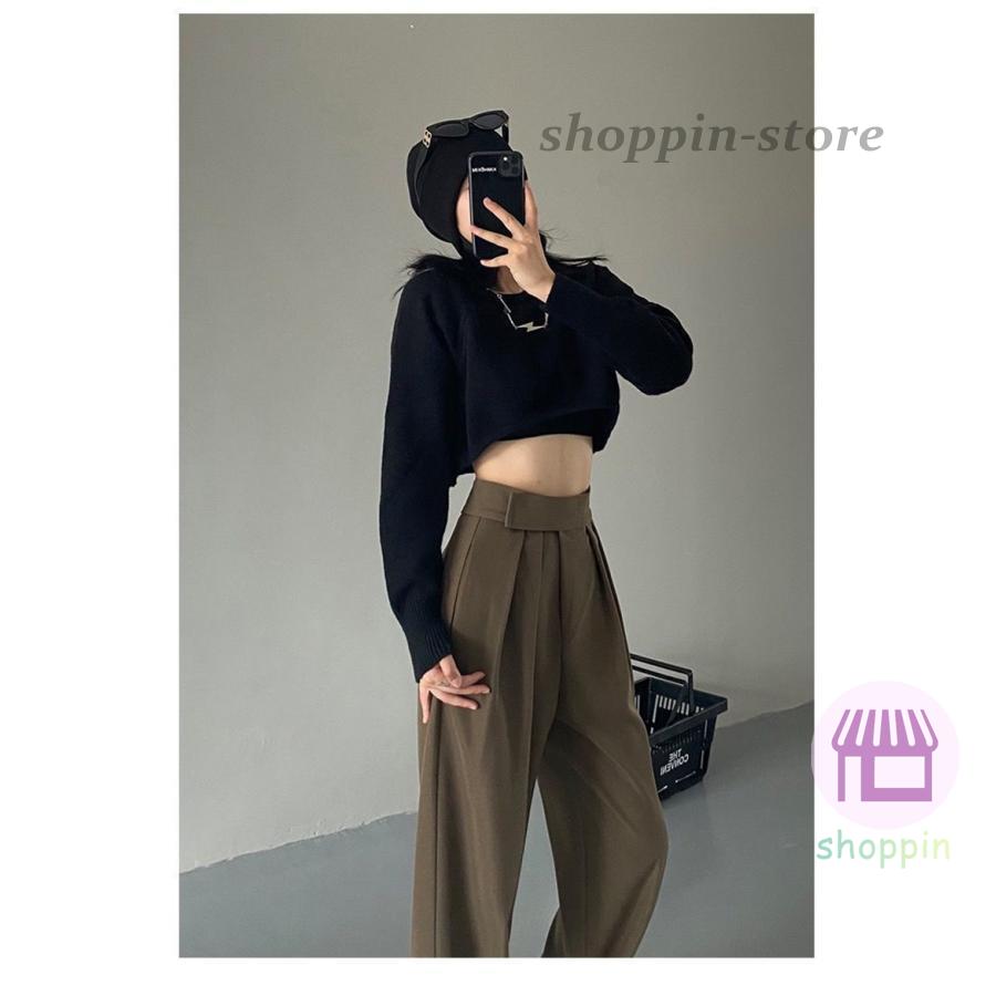 ワイドパンツ レディース ガウチョパンツ ロング スラックス ストレートパンツ 春夏 通勤 着痩 ハイウエスト マジックテープ 美脚 スリム ゆったり 