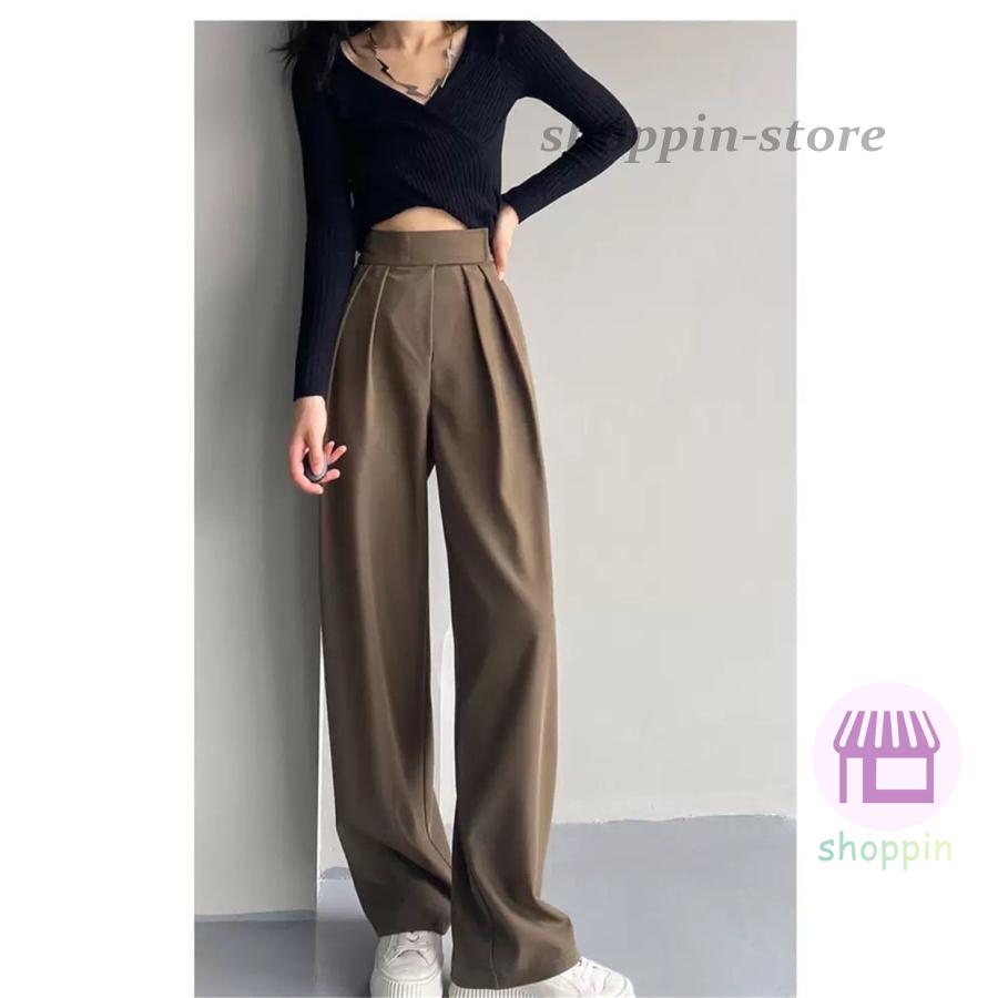 ワイドパンツ レディース ガウチョパンツ ロング スラックス ストレートパンツ 春夏 通勤 着痩 ハイウエスト マジックテープ 美脚 スリム ゆったり 