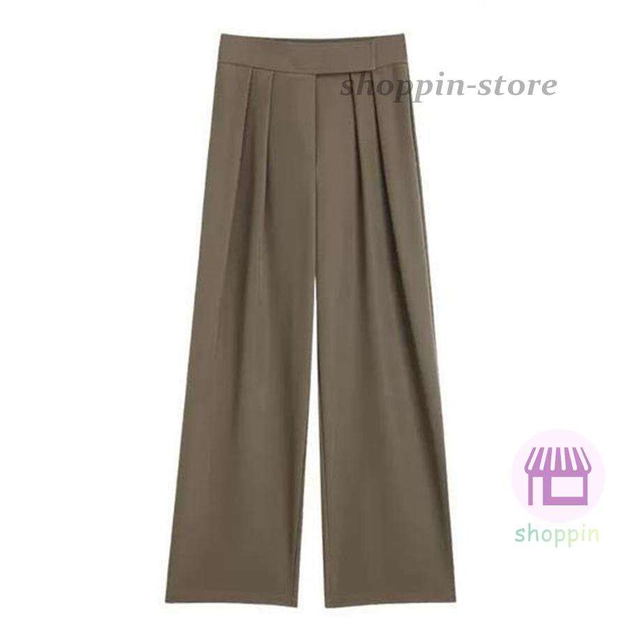 ワイドパンツ レディース ガウチョパンツ ロング スラックス ストレートパンツ 春夏 通勤 着痩 ハイウエスト マジックテープ 美脚 スリム ゆったり 