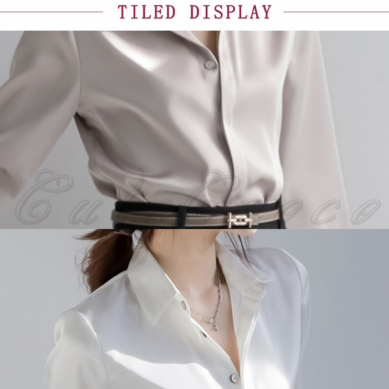 高級感 アセテートサテン シャツ オフィス ビジネス ブラウス 通勤 レディース 制服面接 透けない 長袖 就活 送料無料 OL 結婚式 シンプル 無地 フォーマル 