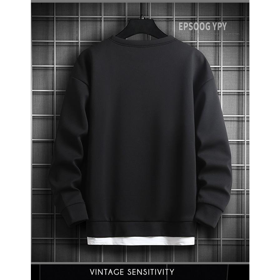 トレーナー メンズ クルーネック スウェット Tシャツ 長袖 春 コーデ シンプル おしゃれ プルオーバー カジュアル 秋服 トップス 重ね着風 