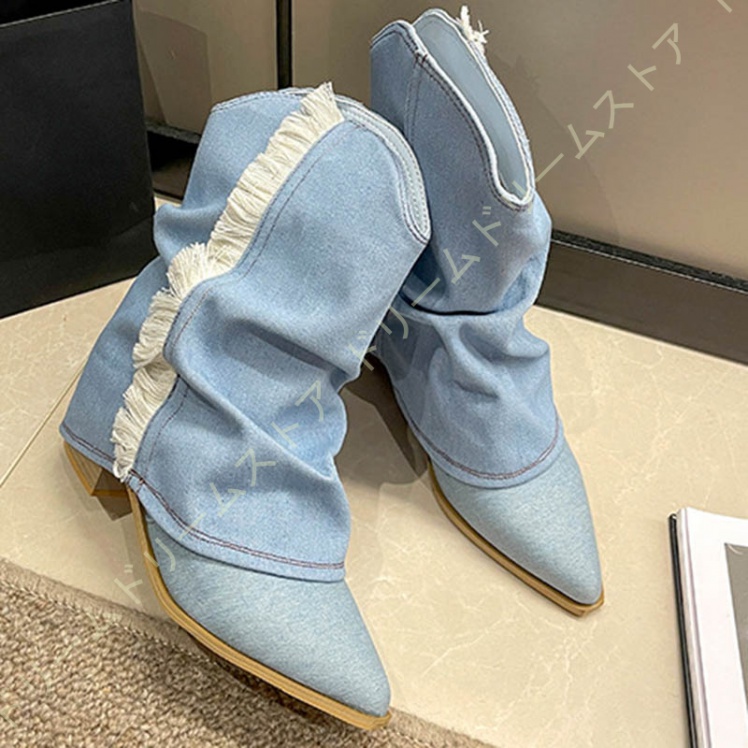 ブーツ レディース ウエスタンブーツ ショートブーツ ローヒール ブーツ 大きいサイズ フリンジ ショート 防水 秋 ショートブーツ 歩きやすい 冬 シンプル 