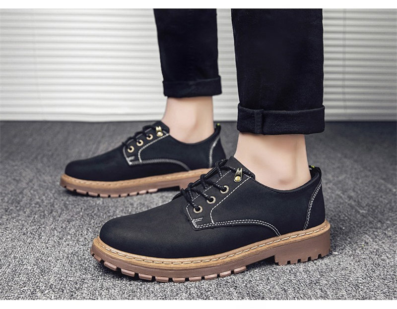 ワークブーツ スニーカー メンズ PU革靴 オックスフォード エアクッション オックスフォード 靴 通気 軽量 スニーカー 男性 カジュアル 