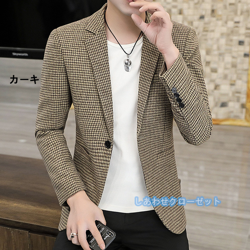 テーラードジャケット メンズ おしゃれ ブレザージャケット カジュアルスーツ チェック柄 春秋冬 フォマールスーツ ビジネススーツ アウター 紳士用 通勤 