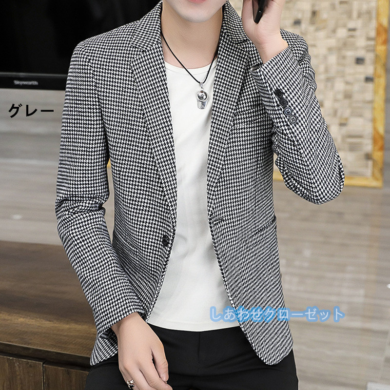 テーラードジャケット メンズ おしゃれ ブレザージャケット カジュアルスーツ チェック柄 春秋冬 フォマールスーツ ビジネススーツ アウター 紳士用 通勤 