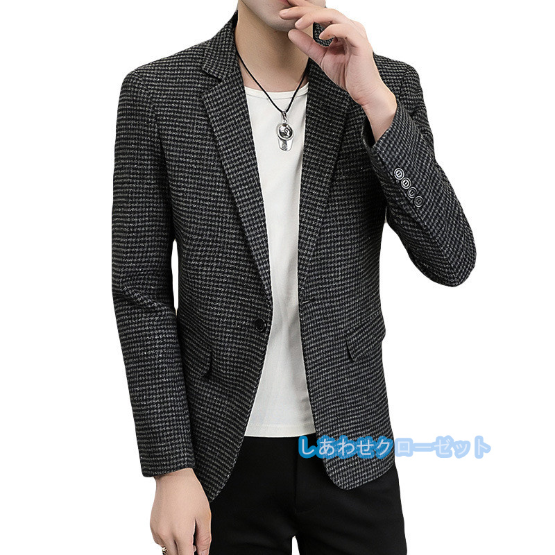 テーラードジャケット メンズ おしゃれ ブレザージャケット カジュアルスーツ チェック柄 春秋冬 フォマールスーツ ビジネススーツ アウター 紳士用 通勤 