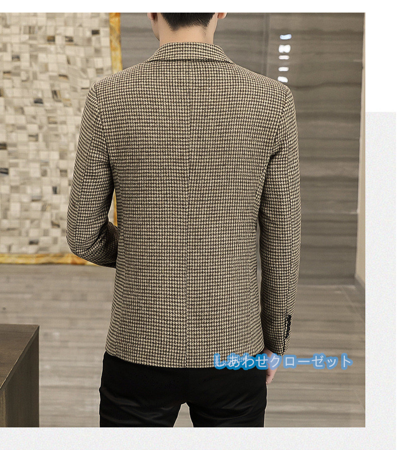 テーラードジャケット メンズ おしゃれ ブレザージャケット カジュアルスーツ チェック柄 春秋冬 フォマールスーツ ビジネススーツ アウター 紳士用 通勤 