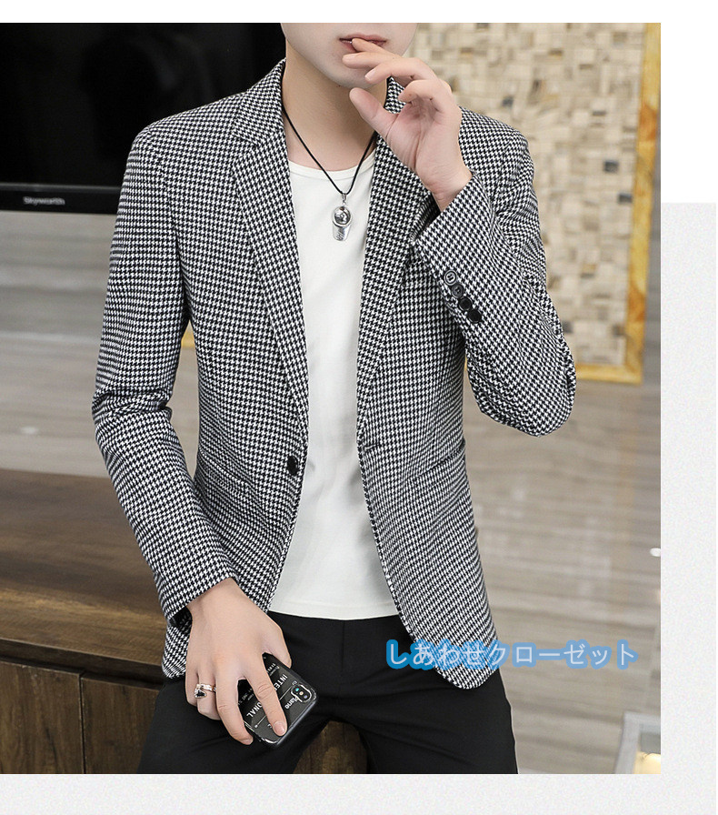 テーラードジャケット メンズ おしゃれ ブレザージャケット カジュアルスーツ チェック柄 春秋冬 フォマールスーツ ビジネススーツ アウター 紳士用 通勤 