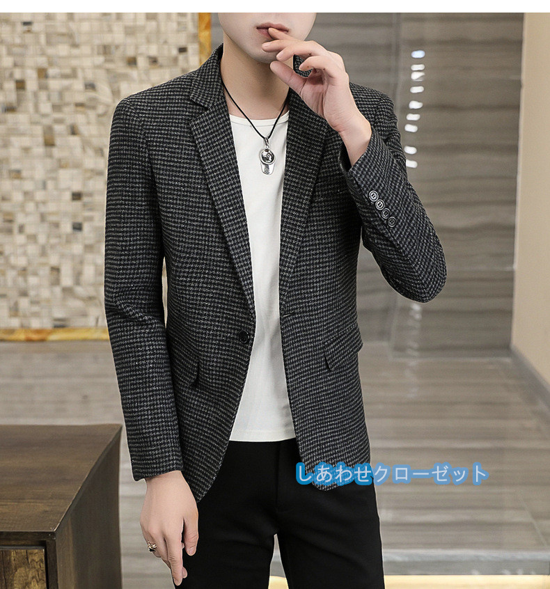 テーラードジャケット メンズ おしゃれ ブレザージャケット カジュアルスーツ チェック柄 春秋冬 フォマールスーツ ビジネススーツ アウター 紳士用 通勤 