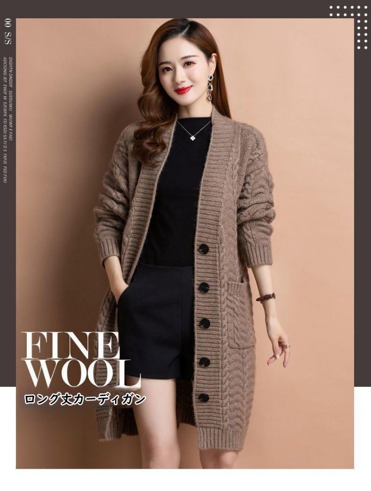 お取り寄せ商品 レディース カーディガン ロング丈 M-5XL 大きいサイズ対応 セーター 秋冬用 トップス ニットセーター 長袖 