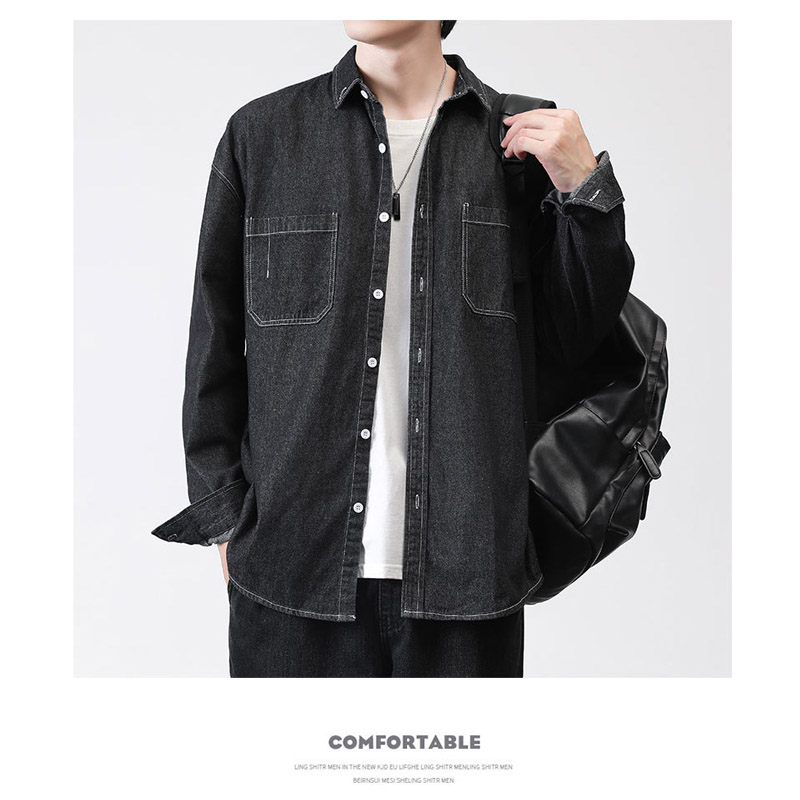 デニムシャツ メンズ 長袖 カジュアル アウター ジャケット春秋 デニム おしゃれ ジージャン シャツ シンプル 通学通勤 カジュアルシャツ デニムジャケット 