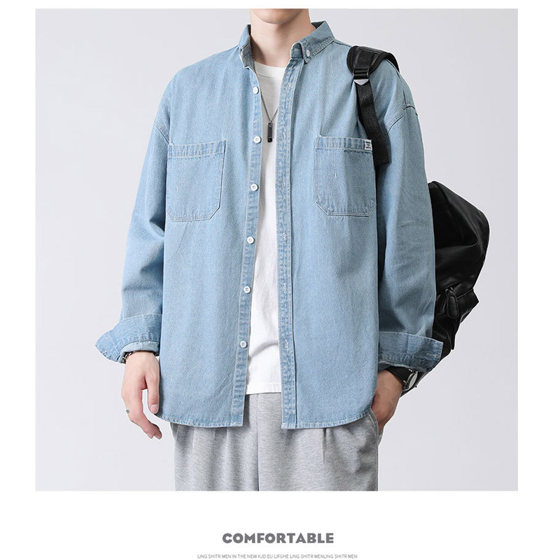 デニムシャツ メンズ 長袖 カジュアル アウター ジャケット春秋 デニム おしゃれ ジージャン シャツ シンプル 通学通勤 カジュアルシャツ デニムジャケット 