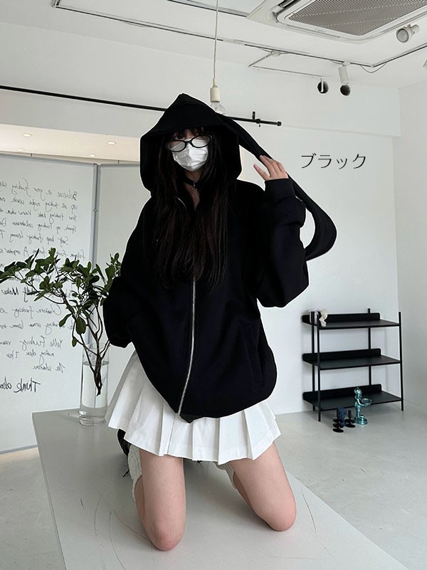 うさぎ 大きいサイズ ロングうさ耳 兎耳 かわいい ジャケット 長袖 フード付き レディース トップス 体型カバー 