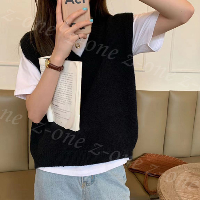 ベスト ニット プルオーバー レディース 新作 Vネック 可愛い 秋冬 ゆったり 体型カバー セーター レイヤード 春 通勤 柔らかい 大人 学生 アウター 保温 通学 