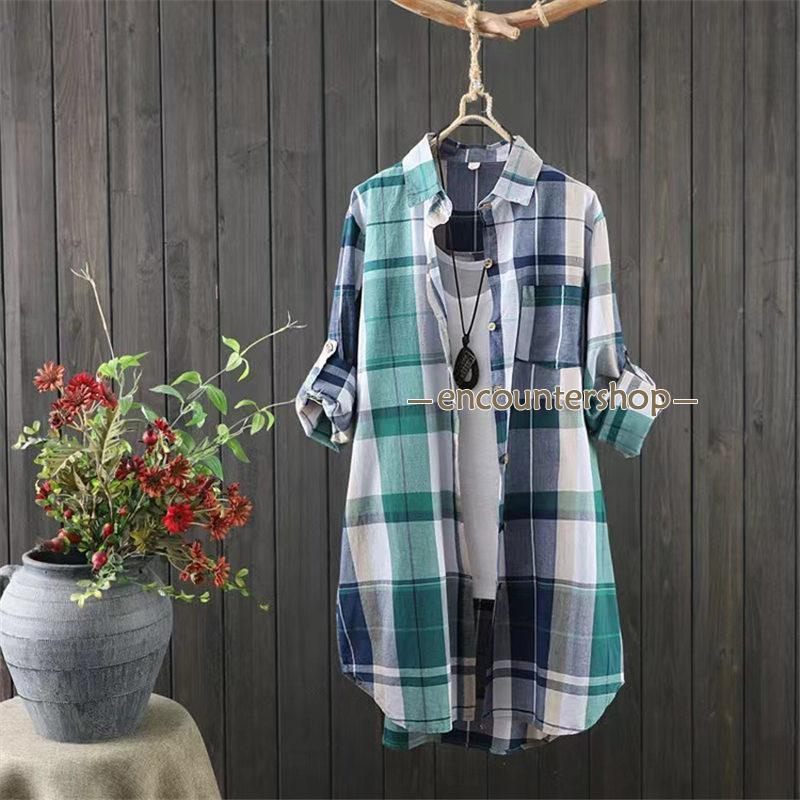 ブラウス レディース 長袖 春秋 長袖シャツ チェック柄 体型カバー ロング ビジネス 入学式 きれいめ 通勤 トップス OL おしゃれ シンプル 