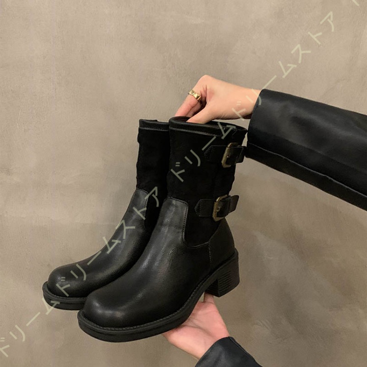 エンジニアブーツ 25CM レディース ブーツ レディース 疲れない エンジニアブーツ ゆったり ブーツ ローヒール ブーツ 履き口 ワークブーツ 