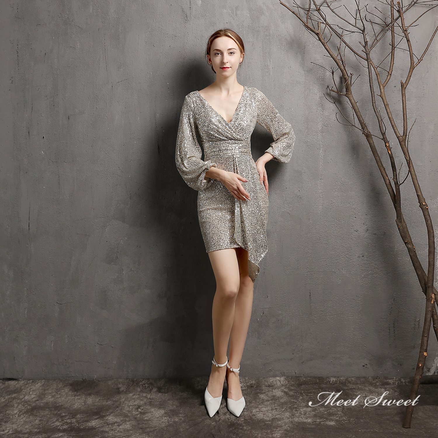 カラードレス ミニドレス パーティードレス 長袖 結婚式 二次会 ワンピース ミディアムドレス スパンファスナー 発表会 演奏会 フォーマルドレス 演出 