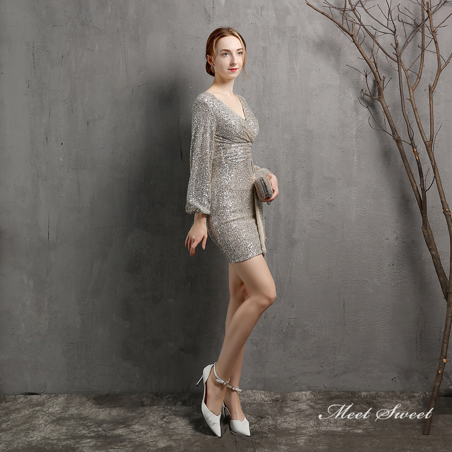 カラードレス ミニドレス パーティードレス 長袖 結婚式 二次会 ワンピース ミディアムドレス スパンファスナー 発表会 演奏会 フォーマルドレス 演出 