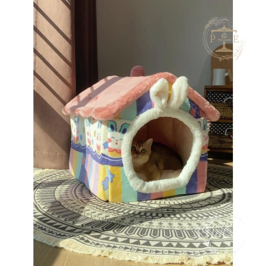 ペットベッド ネコ 猫 ペットハウス ドーム型 可愛い 防寒 柔らかい 安眠 兼用 ぐっすり眠れる 滑り止め 犬 犬猫 冬保温 ペット用品 