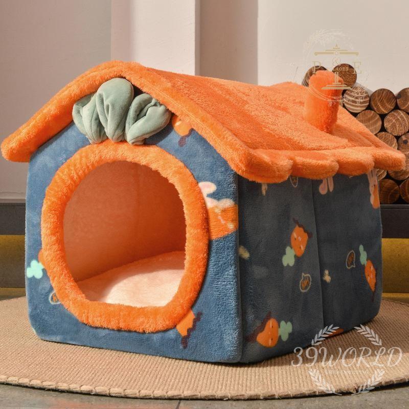 ペットベッド ネコ 猫 ペットハウス ドーム型 可愛い 防寒 柔らかい 安眠 兼用 ぐっすり眠れる 滑り止め 犬 犬猫 冬保温 ペット用品 