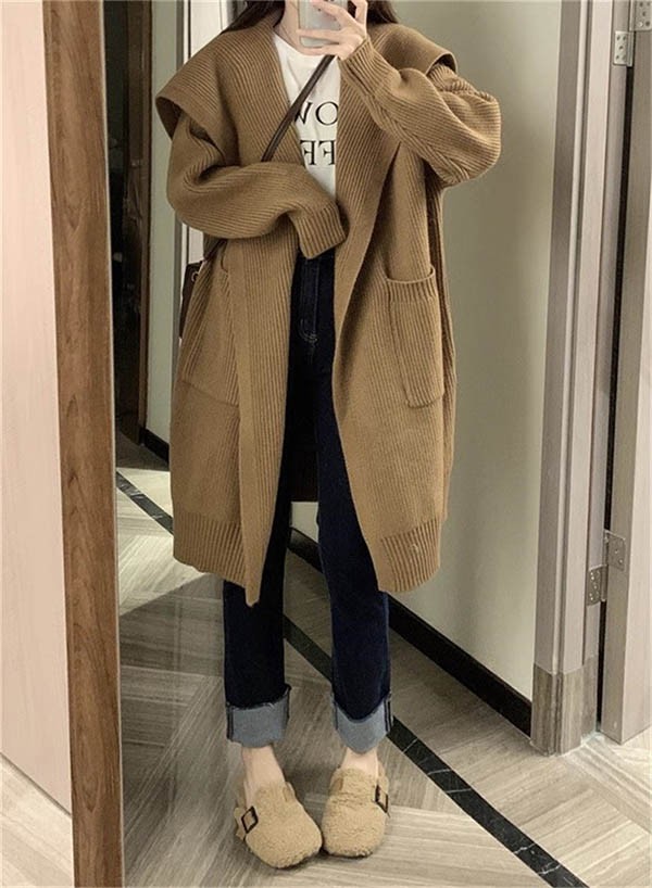 ニットカーディガン 秋冬 ゆったり セーター ざっくり オーバーサイズ 羽織 日常服 トップス カジュアル ニットカーディガン 無地 前開き 