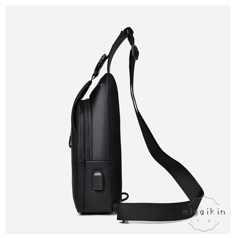 ボディバッグ メンズ 大容量 軽量 防水 USB充電ポート付き メンズ 斜め掛け トラベルバッグ 通学 イヤホン通し穴 通勤 旅行 スマホポーチ ショルダーバッグ 