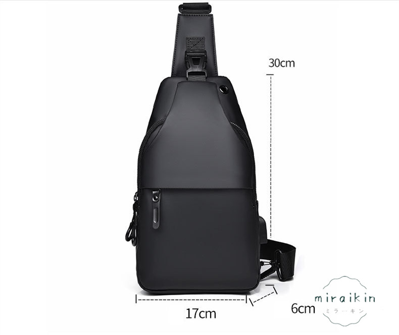 ボディバッグ メンズ 大容量 軽量 防水 USB充電ポート付き メンズ 斜め掛け トラベルバッグ 通学 イヤホン通し穴 通勤 旅行 スマホポーチ ショルダーバッグ 