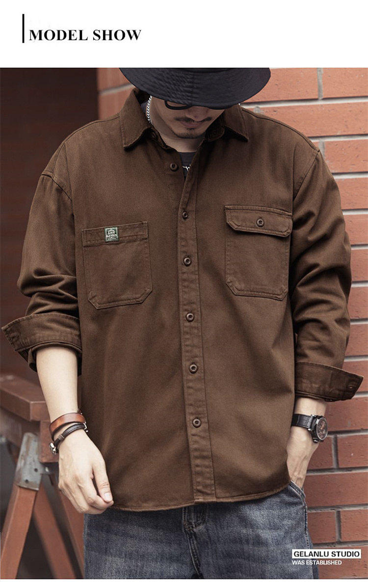 送料無料 大きいサイズ シャツ メンズ トップス カーゴシャツ 紳士服 長袖シャツ 長袖 カジュアルシャツ かっこいい 通勤 開襟シャツ 通学 ワークシャツ 