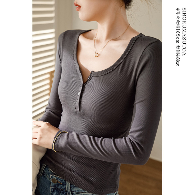 Tシャツ レディース 長袖 カットソー Tシャツ トップス オシャレ 無地 オフィス リブ 通勤 日常 スーツ シンプル 普段着 女性用 