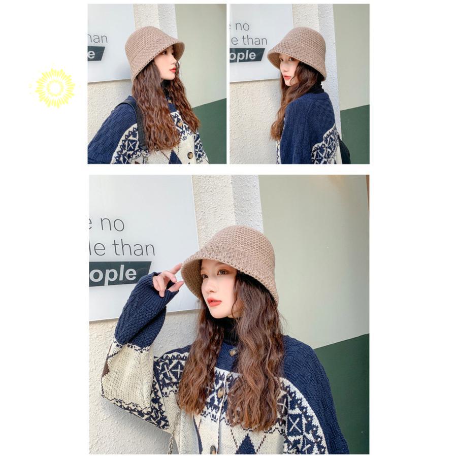帽子 ニットバケットハット レディース 折りたたみ 手触り ニットキャップ 。 大人 おしゃれ 春秋冬 韓国風 ニット帽子 小物 