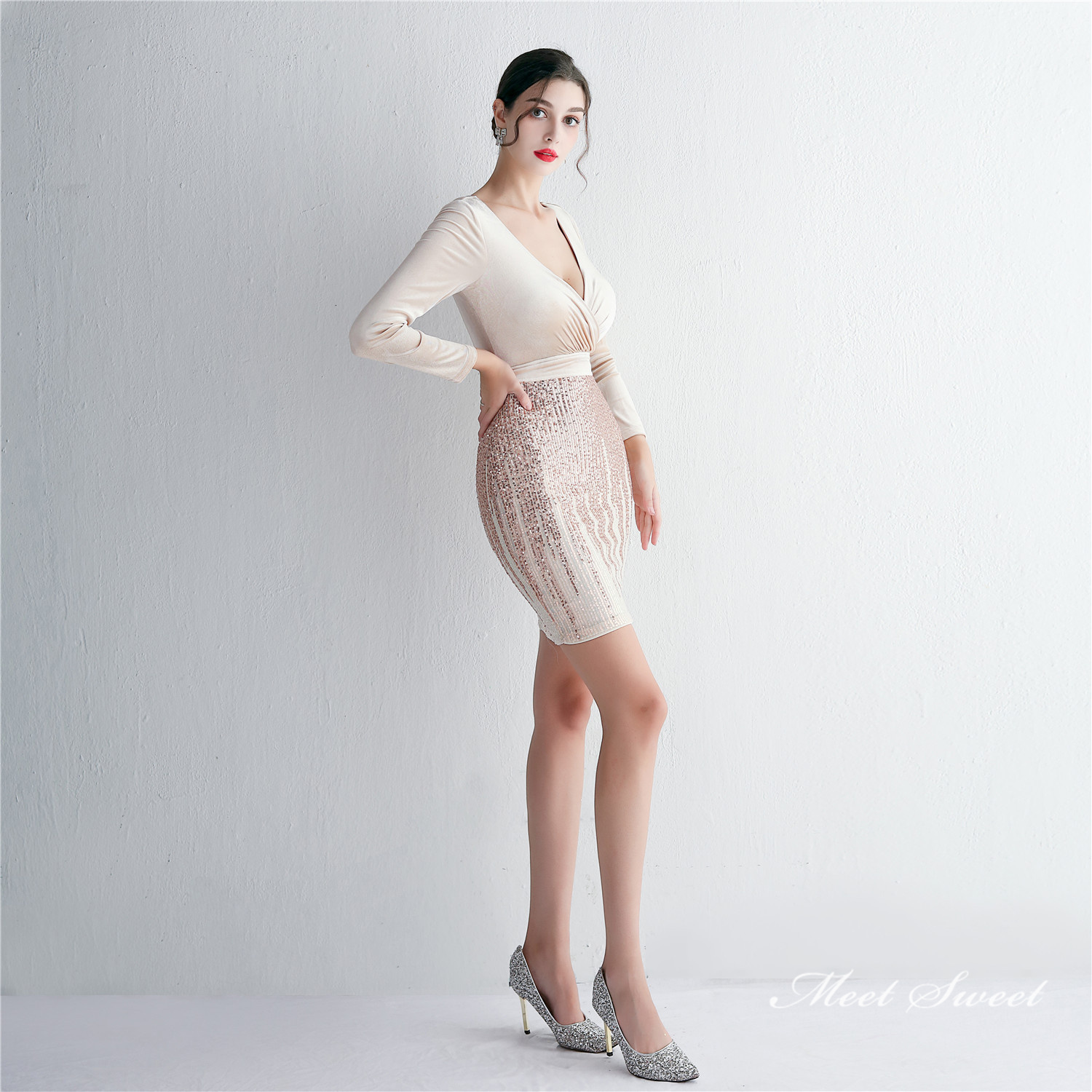 カラードレス ミニドレス 長袖 パーティードレス 結婚式 二次会 ワンピース ミディアムドレス 演奏会 フォーマルドレス 演出 発表会 スパンファスナー 